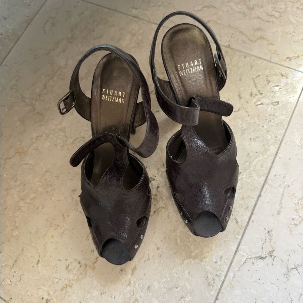 Stuart Weitzman Dark Brown Leather Heels